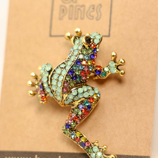 Broche Rana con brillantes - Animales