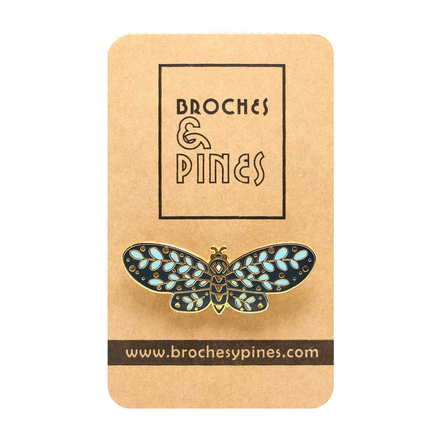 Broche Mariposa Azul con Calipso - Detalles en Dorado - Insectos