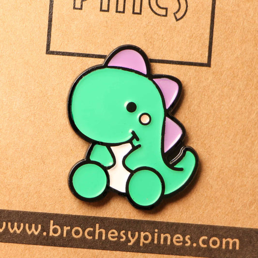 Pin Dinosaurio -Verde y Lila -Animales